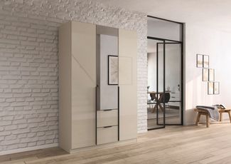OTTO home Drehtürenschrank Kleiderschrank Kleiderschränke Schrank Garderobe AGORDO mit Glasfront (in zwei Griff-Farben, Breiten 91-360 cm) mit Außenschubkästen, in 7 Breiten und 2 Höhen MADE IN GERMANY