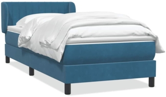 vidaXL Boxspringbett mit Matratze Dunkelblau 80x220 cm Samt 3317719