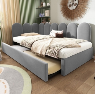 Merax Daybett 90x200 cm mit Ausziehbett 90x190 cm (1 tlg), Polsterbett Samt Tagesbett Kinderbett Schlafsofa mit Lattenrost