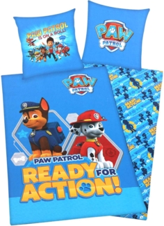 Paw Patrol Wende Bettwäsche Blau 100% Baumwolle 135x200 cm