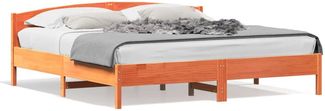Doppelbett, Betten für Erwachsene, Massivholzbett ohne Matratze Wachsbraun 200x200 Kiefernholz de4130