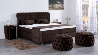Meisterbetten Boxspringbett Lisa 100x200 in VS-Dunkel Braun, Matratzenbezug Nano, Ergoflex-Topper
