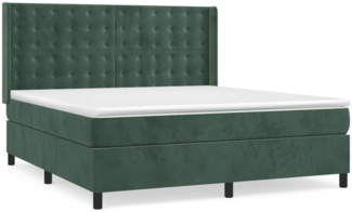 vidaXL Boxspringbett mit Matratze Dunkelgrün 180x200 cm Samt 3132936