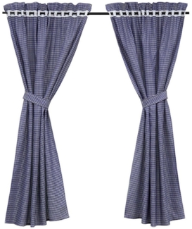 Joyswahl Vorhang (2 St), Stangendurchzug, blickdicht, 4-TLG. Set Karo-Muster Vorhangschals Küche Vorhänge mit Raffhalter
