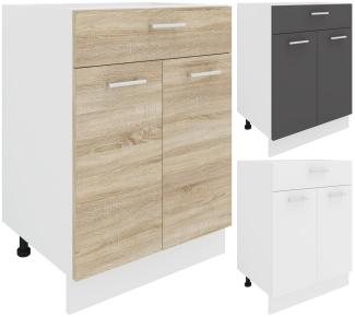 VCM Küchenschrank Breite 60 cm Schublade Unterschrank Küche Küchenmöbel Esilo Weiß/Sonoma-Eiche