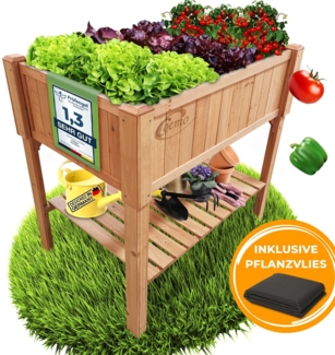 Coemo Hochbeet großes Kräuterbeet Holz mit Pflanzfolie 120 x 40 x 90 cm