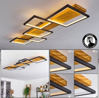 hofstein Deckenleuchte »Palermo« dimmbare Deckenlampe, Metall/Holz/Kunststoff, Schwarz/Natur, 3000 Kelvin, über herkömmlichen Lichtschalter dimmbar, LED, 5700 Lumen
