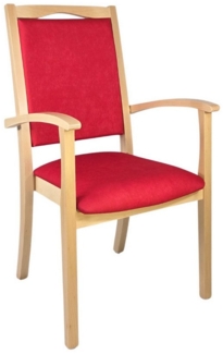 einrichtungsdesign24 Armlehnstuhl Massivholz Seniorenstuhl Alexander Hochlehner Armlehnenstuhl Esszimmer, hohe Rückenlehne, Griffbügel und gerundeter Sitzfläche