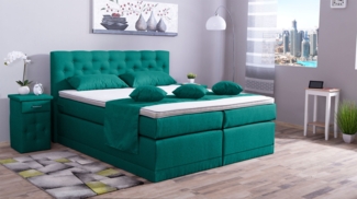 Meisterbetten Boxspringbett Babo 200x220 in WT-Türkis, Matratzenbezug Nano, Komfortschaum-Topper