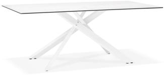 Kadima Design Esstisch, Keramik, Marmoroptik, X-Metallgestell, 180 x 90 cm, Robust. Weiß