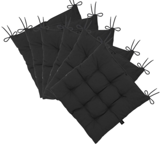 LILENO HOME Stuhlkissen Sitzkissen für Gartenstuhl, Küchenstuhl oder Esszimmerstuhl 40x40x6 cm, Bequeme Indoor u. Outdoor Stuhlauflage als Stuhl Kissen Schwarz