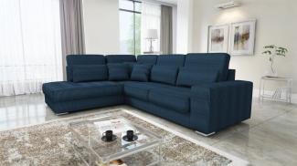 Ecksofa Sofa NEVIO XL Stoff Scala Dunkelblau Ottomane Links