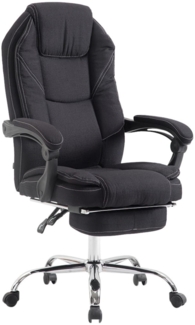 DELUKE® Bürostuhl MEDHA Stoff - 114 x 67 x 64, Schwarz Stoff Metall in Chromoptik Gestell ergonomische Bürostühle Homeoffice Stuhl mit Rollen