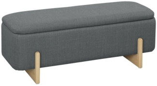 BlingBin Sitzbank mit Stauraum, Polsterbank mit Leinenoptik, mit Sicherheitsscharniere (1er set, 1-St, 111 x 44 x 44,5 cm), Holzbeine Bettbank Truhenbank für Wohnzimmer, Schlafzimmer, Flur