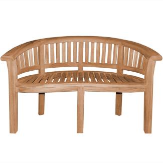 Parkbank XXL Bananenbank Avellino Teak Massivholz - Breite: 120 cm