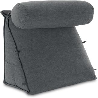 aktivshop Rückenkissen mit Nackenrolle für Bett & Sofa, 55x50x30cm, waschbarer Bezug