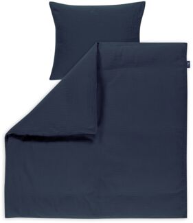 Alvi Bettwäsche Mull Wiege / Stubenwagen mit Knopf poseidon dunkelblau 80x80cm