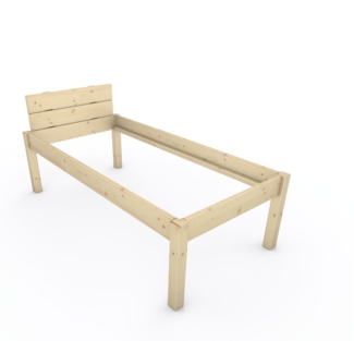 Pfostenbett "metallarm" Fichte Holzbett "Daybett" 90 x 190cm 58cm Einzelbett