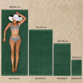 Hausfelder Saunatuch Saunahandtuch 80x200cm Premium Baumwolle Frottee 500g/m² Dunkelgrün, (1-St), 100% Baumwolle, weich, saugfähig, Uni-Farben