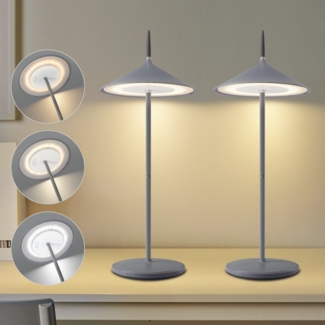 ZMH Kabellose Tischlampe, Akku, wiederaufladbare Nachttischlampe – 2er-Set, LED-Tischlampe, 1800 mAh, wiederaufladbar, Touch-dimmbar, schwarz, moderne Außenlampe, IP44, wasserdicht, USB