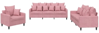 vidaXL 3-tlg. Sofagarnitur mit Kissen Rosa Samt 3201683