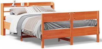 Doppelbett, Betten für Erwachsene, Massivholzbett ohne Matratze Wachsbraun 160x200 Kiefernholz de4038