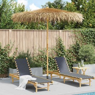 Tiki-Schirm, Sonnenschirm mit Bananenblatt-Dach 240 cm Bambus