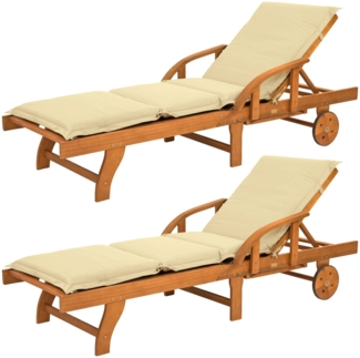 2x Sonnenliege Sun Shine inkl. Polsterauflage Premium - Beige