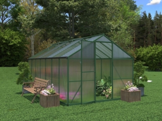 Vente-unique - Gewächshaus - Polycarbonat & Aluminium - 10,42 m² - Grün - ASTELIA