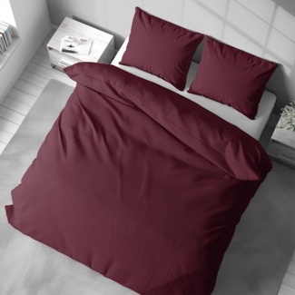 Visaggio Bettwäsche Mikrofaser Uni 135x200 155x220 200x200 Einfarbig Allergiker geeignet, Microfaser, 3 teilig, Einfarbige Bettbezug Set, mit YKK Reißverschluss, Atmungsaktiv