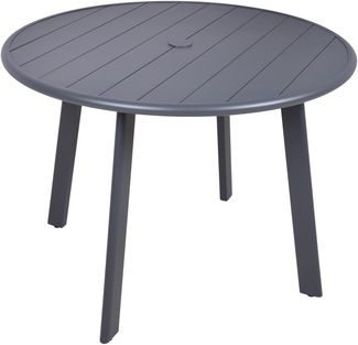 Gartentisch KEVIN - mit Schirmloch und Lochabdeckungen, Anthrazit, 101,5 x 101,5 x 72 cm, Aluminium | Terrassentisch Wetterfest Outdoor Tisch