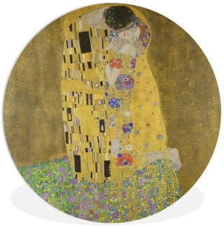 MuchoWow Gemälde Der Kuss - Gustav Klimt, Fotodruck (1 St), Kreis Wanddekoration, Rundes Wandbild, 30x30 cm