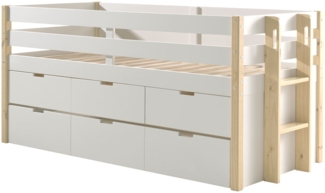 Kojenbett Karissa 219x98x100 Hochbett Massivholz+MDF Weiß/natur