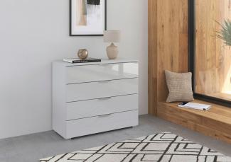 rauch Kommode Sideboard Schubladenkommode Schubladenkommode AGORDO mit Glasfront (in zwei Griff-Farben), Breite 93 cm mit 4 großen Schubladen für viel Stauraum MADE IN GERMANY