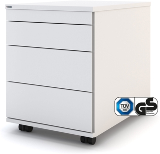 ASSMANN Rollcontainer Pontis mit Metallfront und 3 Schubladen Weiß 42 x 58 x 53 cm Holz