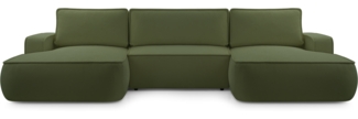 AX LIVING Ablia Sofa U-Form mit Schlaffunktion Dunkelgrün 364 cm