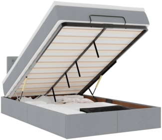 vidaXL Ottoman-Bett mit Matratze Hellgrau 120x200 cm Stoff 3311615