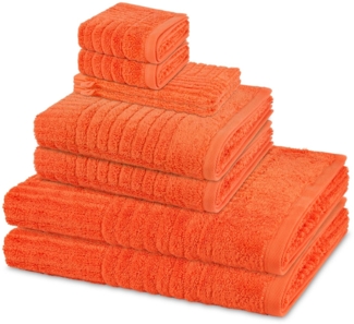 Ross Carre 8 tlg. Frottier-Set - 2 X Handtuch (50 X 100cm), 2 X Duschtuch (70 X 140cm), 2 X Gästetuch (30 X 50cm), 2 X Waschhandschuh (16 X 22cm) - 520 - Orange