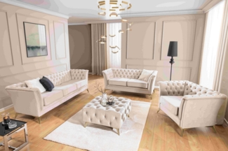 S-Style Möbel Polstergarnitur 3+2+1 Whitby, aus Samt mit goldenen, silbernen oder schwarzen Füßen