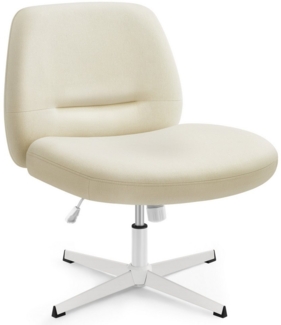 Songmics HOME Bürostuhl, Schreibtischstuhl, Drehstuhl, breite Sitzfläche zum Sitzen im Schneidersitz, modern, mit Kreuzfuß/Fußkreuz, höhenverstellbar, Wippfunktion, für Büro, Homeoffice, cremeweiß OBGDE046W01