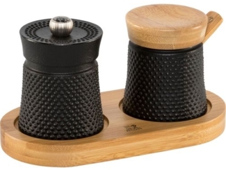 Peugeot Bali Fonte Pfeffermühle Salzstreuer+ Tray 8cm BLACK