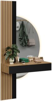 Schminktisch Melina Eiche/Schwarz 100 cm mit LED-Spiegel Vicco