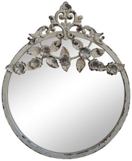 Chic Antique Spiegel Nostalgie Spiegel Creme mit Dekor Brocante H40xB33 cm Metall Glas MDF, Landhaus, Shabby Chic