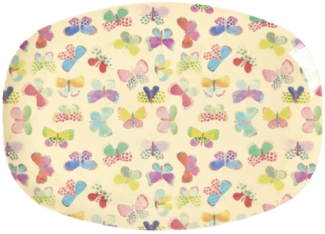 rice Tablett Rice Rechteckiger Teller aus Melamin mit Schmetterling Print, Melamin, (1-tlg)