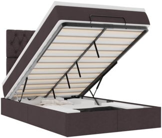 vidaXL Ottoman-Bett mit Matratze & LEDs Dunkelbraun 120x200 cm Stoff 3314082