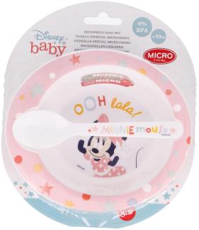 Disney Baby Kinder Mikrowellengeschirr Set 2 teilig mit Mickey / Minnie Motiv Minnie Mouse