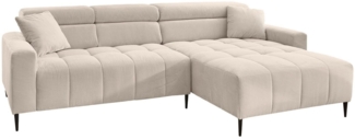 Massivart® Ecksofa Cord 256 cm / Cordsofa / Sitztiefen- & Kopfteilverstellung / SIMPLE, Nosagfederung · frei im Raum stellbar