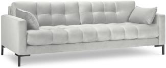Micadoni 4-Sitzer Samtstoff Sofa Mamaia | Bezug Silver | Beinfarbe Black Metal