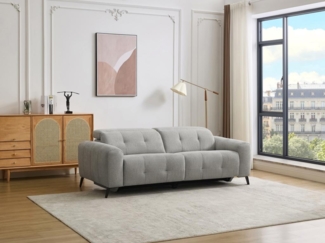 Vente-unique - Relaxsofa elektrisch 3-Sitzer - Stoff - Grau - CLODI