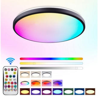 BRAIDOL Deckenleuchte LED Deckenlampe Flach Rund Ø30 cm Deckenleuchte Dimmbar, buntes RGB+W Licht, 24W, LED fest integriert, buntes RGB+W Licht, 3000k-6500k Helligkeit einstellbar, für Wohnzimmer Flur Küche Kinderzimmer Badezimmer Balkon
